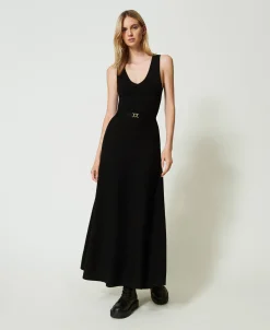 Robe Longue En Maille Avec Ceinture