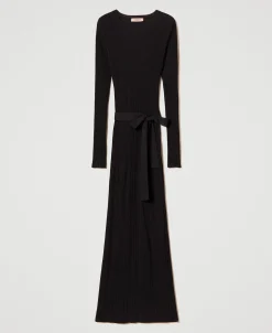 Robe Longue En Maille Côtelée Avec Ajour