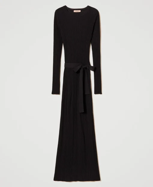 Robe Longue En Maille Côtelée Avec Ajour