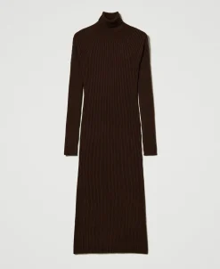 Robe Longue En Maille Côtelée Avec Ouverture