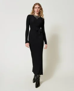 Robe Longue En Maille Côtelée Avec Ajour