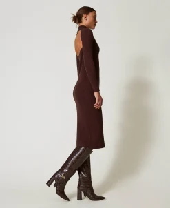 Robe Longue En Maille Côtelée Avec Ouverture