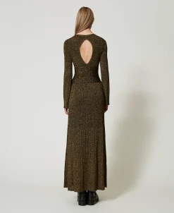 Robe Longue En Maille Côtelée Avec Ceinture Oval T
