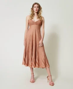 Robe Longue En Maille Lurex Plissée