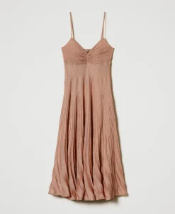 Robe Longue En Maille Lurex Plissée