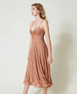 Robe Longue En Maille Lurex Plissée