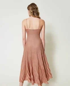 Robe Longue En Maille Lurex Plissée