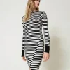 Robe Longue En Maille Rayée