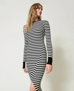 Robe Longue En Maille Rayée