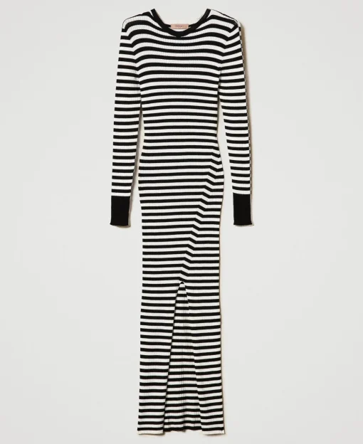 Robe Longue En Maille Rayée