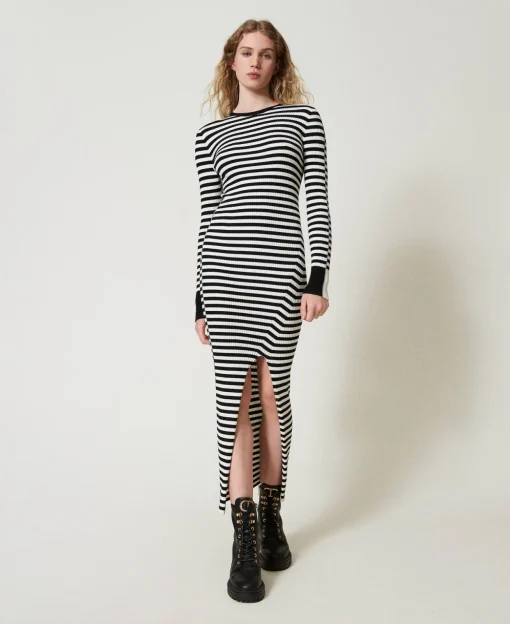 Robe Longue En Maille Rayée