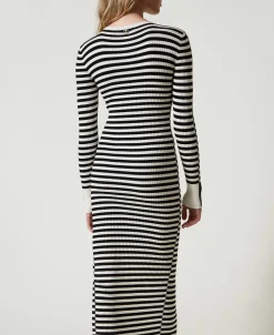Robe Longue En Maille Rayée