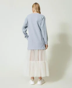 Robe Longue En Molleton Et Tulle