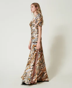 Robe Longue En Satin Animalier