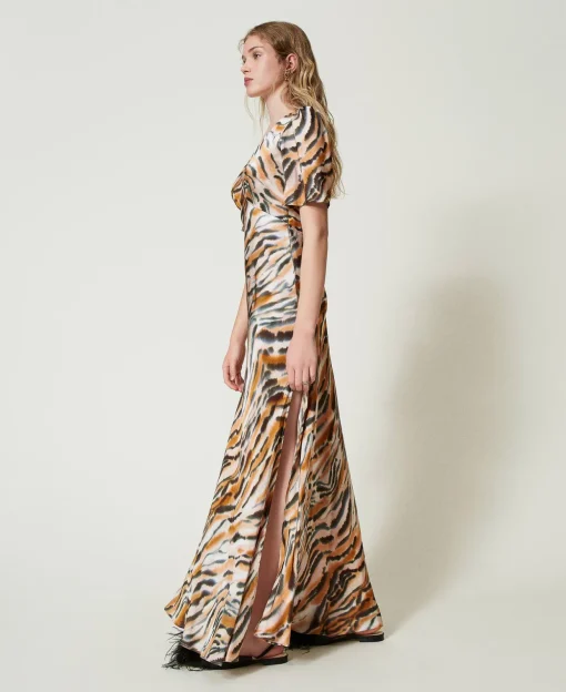Robe Longue En Satin Animalier