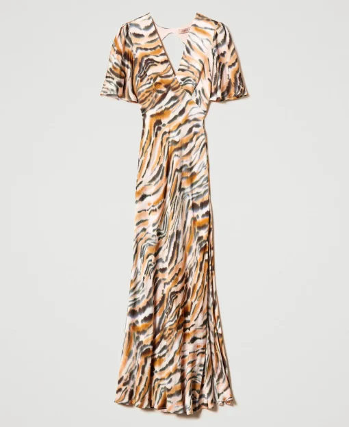 Robe Longue En Satin Animalier