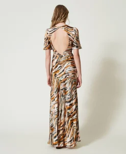 Robe Longue En Satin Animalier