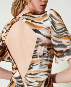 Robe Longue En Satin Animalier