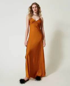 Robe Longue En Satin Avec Bretelles Spaghetti