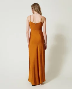 Robe Longue En Satin Avec Bretelles Spaghetti