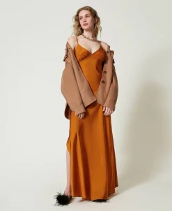 Robe Longue En Satin Avec Bretelles Spaghetti