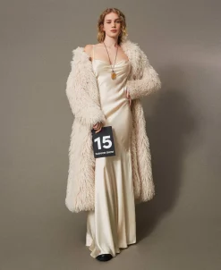 Robe Longue En Satin De Soie Mélangée