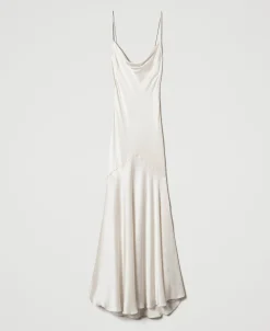 Robe Longue En Satin De Soie Mélangée