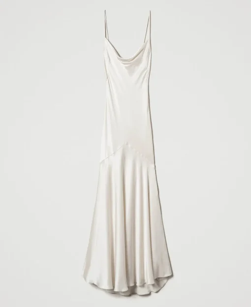 Robe Longue En Satin De Soie Mélangée