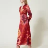 Robe Longue En Satin Floral