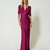Robe Longue En Satin Martelé