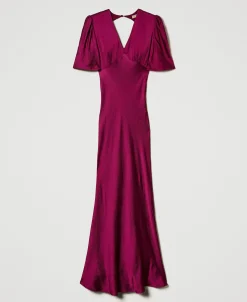 Robe Longue En Satin Martelé