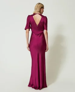 Robe Longue En Satin Martelé