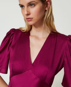 Robe Longue En Satin Martelé