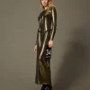 Robe Longue Lamée Avec Drapé