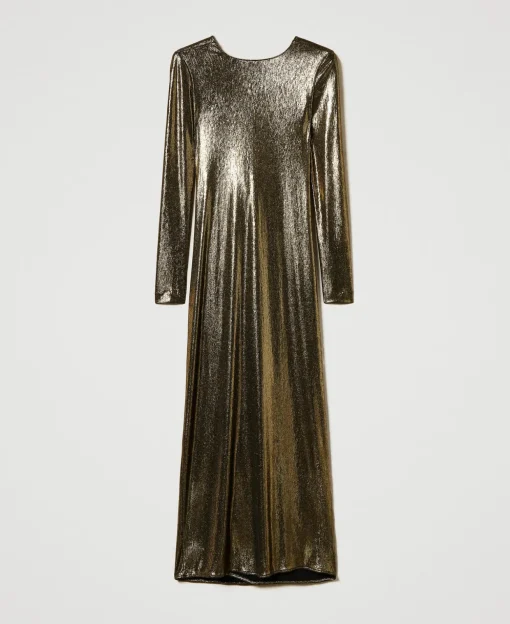 Robe Longue Lamée Avec Drapé