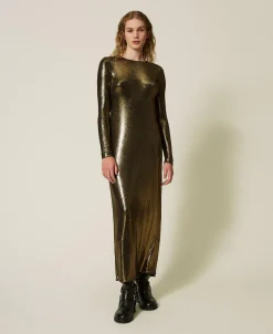 Robe Longue Lamée Avec Drapé