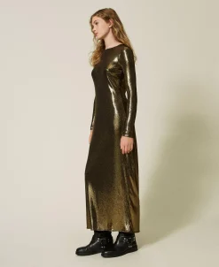 Robe Longue Lamée Avec Drapé