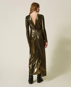Robe Longue Lamée Avec Drapé