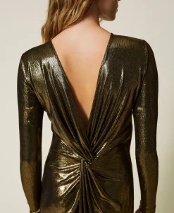 Robe Longue Lamée Avec Drapé