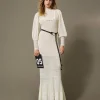 Robe Longue «Lara» En Maille Point Dentelle