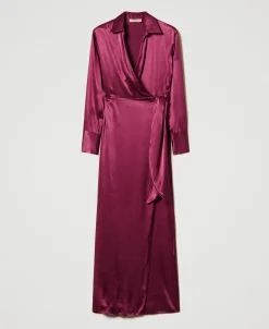 Robe Longue Portefeuille En Satin