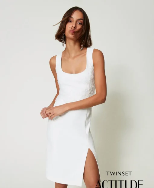 Robe Midi En Crêpe Avec Broderies
