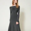 Robe Midi En Jersey Avec Broderie Siglée