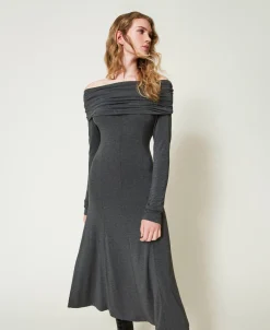 Robe Midi En Jersey Avec Broderie Siglée