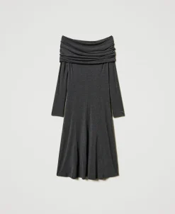 Robe Midi En Jersey Avec Broderie Siglée