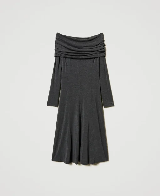 Robe Midi En Jersey Avec Broderie Siglée