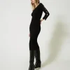 Robe Midi En Maille Avec Ajours Et Clous