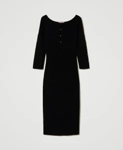 Robe Midi En Maille Avec Ajours Et Clous