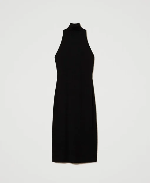 Robe Midi En Maille Avec Encolure Américaine