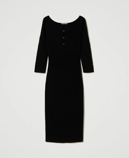 Robe Midi En Maille Avec Ajours Et Clous